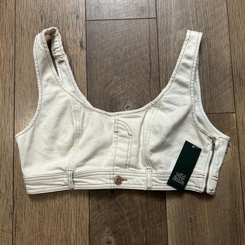 wild fable Cream Denim Bralette Top - Picture 2 of 4